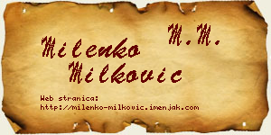 Milenko Milković vizit kartica